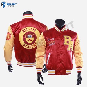 Chaqueta Universitaria de Satén Personalizada de Alta Calidad con Cuello Alto, Logotipo Bordado, Patrón de Letras Transpirable para Hombre - Product Image 1