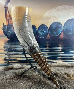 Jarra de búfalo estilo vikingo respetuosa con el medio ambiente personalizada hecha a mano, cuerno para beber tallado Natural, característica única de Animal pulido - Product Image 5