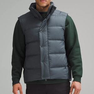 <b>Men's</b> Casual Winter Down Windproof <b>Vest</b> Thick Solid Black Puffer Jacket with Detachable Hoodie Zipper Closure Outer Woven Fabric - Product Image 2