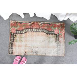 Alfombra Vintage de lana verde roja de 2x3 pies, hecha a mano, alfombra turca de área grande, retales rectangulares de látex para alfombras abstractas para pasillo - Product Image 1