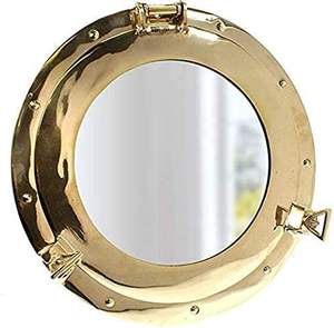 Espejo Decorativo Náutico Marino Chapado en Oro, Personalizado, para Barco o Yate, Pieza de Pistón para Decoración - Product Image 1