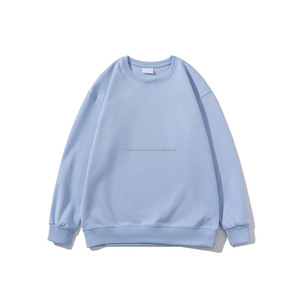 Vente en gros de sweats à col ras du cou noirs et gris pour hommes, style de rue, coupe ample, 350g, polaire épaisse et épaisse, vintage, délavé à l'acide, bouffée 3D - Product Image 2