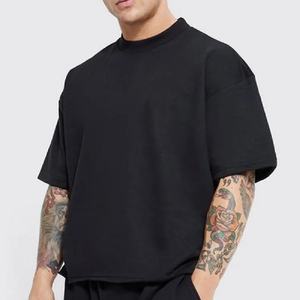 T-shirt court surdimensionné noir pour homme 100% coton lourd Design DTG personnalisé Boxy Streetwear Style - Product Image 2
