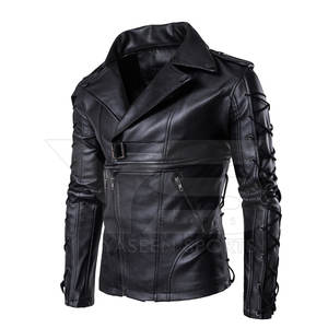 Veste en cuir d'hiver pour hommes de style nouveau avec fermeture éclair en peau de vache et motif de lettres de haute qualité et abordable - Product Image 1