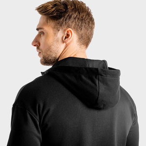 Sudadera con capucha de algodón 100% pesado con cremallera completa negra para hombre al por mayor, estilo urbano, con logo personalizado OEM - Product Image 6