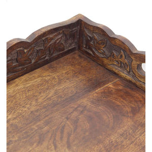 Made of Brown Wood Tray Platter Wooden Food Serving Tray Tea Coffee and Snacks Serving Tray Dessert Display <b>Vintage</b> Style - Product Image 2