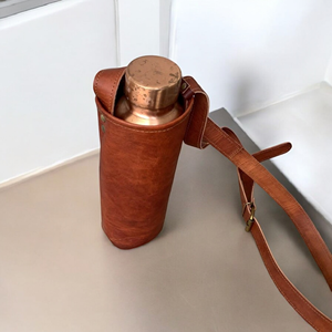 Wholesale Factory Price Premium Quality Italian Leather Portable Eco-Friendly <b>Decorative</b> Cover <b>Bottle</b> Carrier OEM FBA Store - Product Image 2
