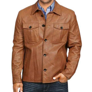Premium Vintage Men's <b>Leather</b> <b>Shirt</b> New Arrival High Quality Breathable Full Sleeve Winter Customizable with Stand Collar - Product Image 5