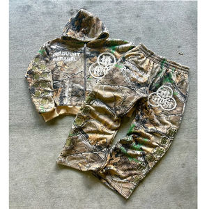 Combinaison de jogging à capuche zippée personnalisée Ensemble pantalon de survêtement évasé avec logo brodé Survêtement à capuche de haute qualité personnalisé pour hommes - Product Image 5