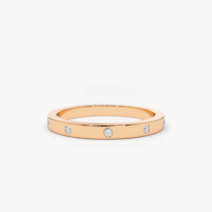Anillo de Boda de Diamante Cultivado en Laboratorio Pulido, 0.10 Ctw, Color G, Claridad SI, Oro Sólido de 14K, Pieza para Uso Diario y en Capas para Mujer - Product Image 2