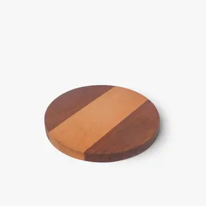 White Stripe Solid Wooden Drink Coasters with Non-Slip Design | <b>Table</b> <b>Protectors</b> for Home & Office | OEM Bulk Wholesale Exporter - Product Image 3