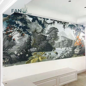 Papel pintado bordado pintado a mano puro de estilo occidental Vintage para la pared del hogar - Product Image 4