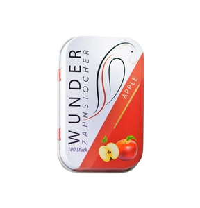 Wunder Zahnstocher avec arôme, 100 pièces en boîte métallique, saveur pomme-cannelle, pour parfumeries et pharmacies - Product Image 1