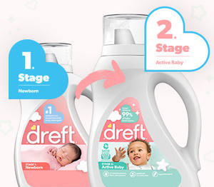 Détergent Original Dreft Stage 1 et 2 pour nouveau-nés - Détergent liquide parfumé jetable pour le linge de bébé - Product Image 2