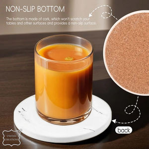 Posavasos de sublimación de cerámica de estilo mármol clásico de último diseño, tamaño personalizado con fondo de corcho - Product Image 5