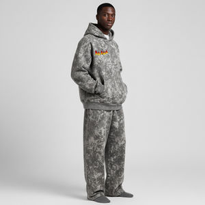 Ensemble 2 pièces homme streetwear confortable, comprenant un sweat à capuche oversize imprimé personnalisé de qualité supérieure et un pantalon large, effet délavé vintage - Product Image 1