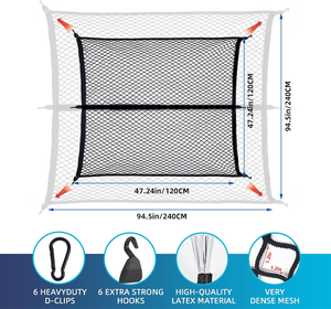 Organizador de Carga Resistente para Camionetas ODM/OEM con Mosquetones, Red de Carga para Camiones de Alta Calidad al por Mayor, Red Elástica para Maletero - Product Image 3