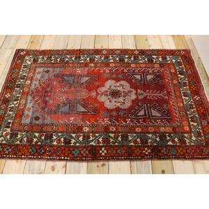 Tapis turc vintage, tapis de 3,6 x 5,9 pieds, tapis rayé rouge et gris - Product Image 2