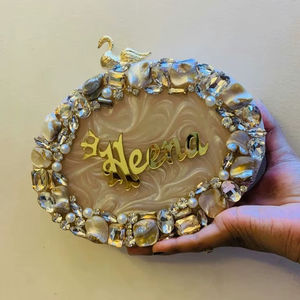 Pochette élégante HF Industries Real Touch Round Horn, faite à la main, style animalier, design de luxe pour les fêtes et les mariages - Product Image 1