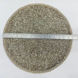 ผ้ารองจานลายฟักทองหลากสีสันพร้อมใบไม้ประดับด้วยลูกปัด สำหรับโต๊ะอาหาร ผ้ารองจานแฟนซี ทำด้วยมือ สำหรับตกแต่งงานแต่งงาน - Product Image 1