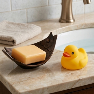 Porte-savon en forme de poisson personnalisé en coquille de noix de coco accessoires de salle de bain naturels fabriqués à la main pour le stockage du savon - Product Image 6