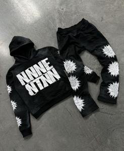 Survêtements de jogging en coton pour hommes, survêtements décontractés avec logo personnalisé avec capuche, ensemble sweat à capuche uni et joggers pour hommes - Product Image 1