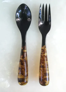 Premium Buffalo Horn Salad Server Set Eco-Friendly Dishwasher <b>Safe</b> Salad <b>Tools</b> for Home Kitchen Weddings Parties Stylish Durable - Product Image 5