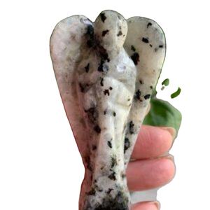 Vente en gros d'anges en opalite de style religieux, sculpture de pierres précieuses semi-précieuses, artisanat pour souvenirs religieux - Product Image 4