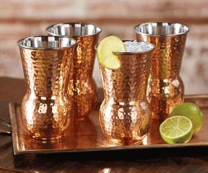 Traditional Ayurvedic copper drinking <b>glass</b> handcrafted from pure metal great for promoting wellness and balance - Product Image 4