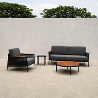 Ensemble de canapés d'extérieur durables pour hôtel, en aluminium tressé, résistant aux intempéries, pour jardin et cour, mobilier d'extérieur personnalisé pour l'hôtellerie