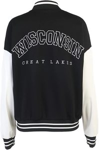 เสื้อแจ็กเก็ตเบสบอลสตรี,เสื้อคลุมลำลองโลโก้แบบกำหนดเอง - Product Image 3