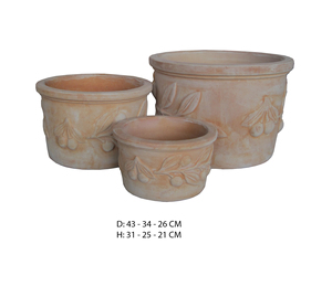 Jardinières en terre cuite faites à la main de haute qualité / pot de fleurs en céramique rond, ensemble pour la décoration de jardin, de maison, de pépinière, de fleurs et de plantes - Product Image 2