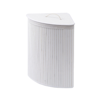 Panier à linge pliable en bambou avec couvercle, panier de rangement triangulaire pour vêtements sales, pour la salle de bain, rangement domestique