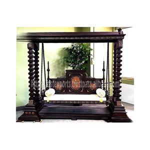 Jhula en bois de teck indien classique pour la maison Jhula indien pour Hall avec des chaînes en laiton Designer balançoire en bois vente DSTExports malaisie - Product Image 1