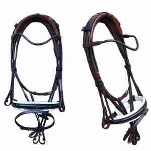 Bride équine en cuir roulé pour chevaux Bandeaux équestres confortables avec cristaux et muserolle Équipement de cheval de course d'équitation - Product Image 4