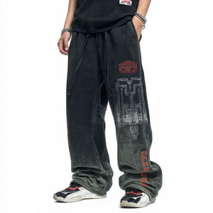 <b>Oversized</b> Baggy Sweatpants Men Distressed Vintage Embroidery Streetwear <b>Jogger</b> Pants patch logo _ fleece pants <b>jogger</b> selling - Product Image 6