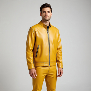 Manteau en cuir universitaire d'hiver de haute qualité hommes veste en cuir boutonnée personnalisée garçons Street Style Vintage Varsity vestes en cuir - Product Image 2