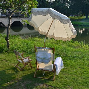Parasol de <span class=keywords><strong>patio</strong></span> vintage francés-Sombrilla de playa de edición limitada con flecos, poste de madera e inclinación ajustable-Hecho en <span class=keywords><strong>China</strong></span> - Product Image 2