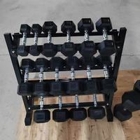 Mancuernas Hexagonales Recubiertas de Hierro Fundido Comerciales de 10 kg/15 kg/20 kg, Negras/Plateadas, Equipo de Gimnasio de Peso Libre para Ejercicio, Set de Fitness