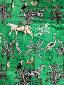 Tissu en coton cambriqué léger, écologique et biologique, imprimé au bloc, motif animalier indien doux, pour filles, garçons, rideaux et artisanat - Product Image 6