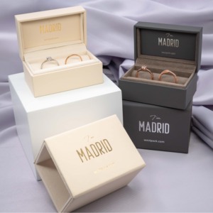 Joyero con logotipo personalizado negro de Madrid, elegante anillo y embalaje de joyería, Cajas de Regalo - Product Image 4