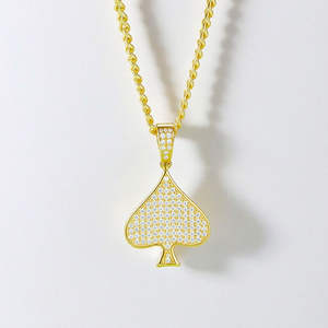 Trendy Hip Hop 925 Silver Moissanite Spade Pendant Custom Iced Out Poker <b>Card</b> Pendant Fashion Pendants Charms Jewelry for Men - Product Image 5