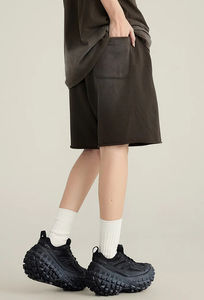 Verano Venta caliente Unisex Vintage lavado sudor pantalones cortos Draw String hombres ropa de calle en blanco Jogging ácido lavado Fitness Shorts - Product Image 6