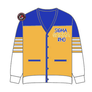Sigma Gamma Rho Soror Embroidery Women Acrylic Cardigans | SGRho Sorority Embroidered Ladies Custom Style Cardigan <b>Sweater</b> - Product Image 3