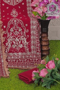 Indio paquistaní elegante diseñador de calidad superior Color rojo Salwar kameez más de moda más alta exportación desgaste del partido desgaste nupcial - Product Image 6