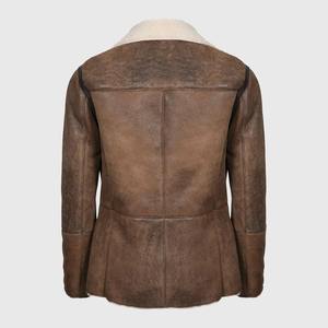 Veste bomber en cuir aviateur marron vieilli à capuche en peau de mouton pour homme, best-seller, coupe-vent et imperméable - Product Image 3