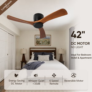 Ventilateur de plafond pour chambre à coucher de 42 pouces sans lumière, ventilateur de plafond en bois avec télécommande, ventilateur de plafond moderne à moteur DC silencieux - Product Image 1