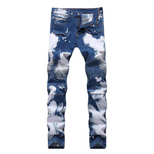Vaqueros rasgados ajustados populares de moda de alta calidad, pantalones ajustados con descuento, vaqueros de viaje lavables elásticos delgados profesionales - Product Image 1