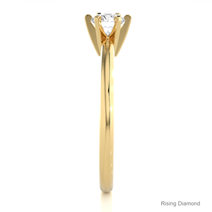 แหวนหมั้นเพชรทรงกลม0.4กะรัตสีเหลืองทองของขวัญครบรอบปีพิเศษสำหรับแหวนเพชร CVD ของเธอ - Product Image 3