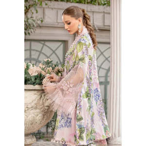 Maria B. Eid Edition Design 1A TC-486 Elegant V-neck Full Sleeve Breathable <b>Blazer</b> Chiffon Fabric Top for Spring/Summer - Product Image 4